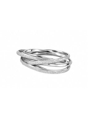 Set of 5 Silver Tone Interlocking Bangles – Textured & Polished Finish